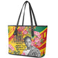 Personalized Ghana Kwame Nkrumah Memorial Day Leather Tote Bag Mausoleum Impala Lily - African Pride