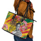 Personalized Ghana Kwame Nkrumah Memorial Day Leather Tote Bag Mausoleum Impala Lily - African Pride