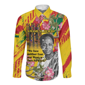 Personalized Ghana Kwame Nkrumah Memorial Day Long Sleeve Button Shirt Mausoleum Impala Lily - African Pride