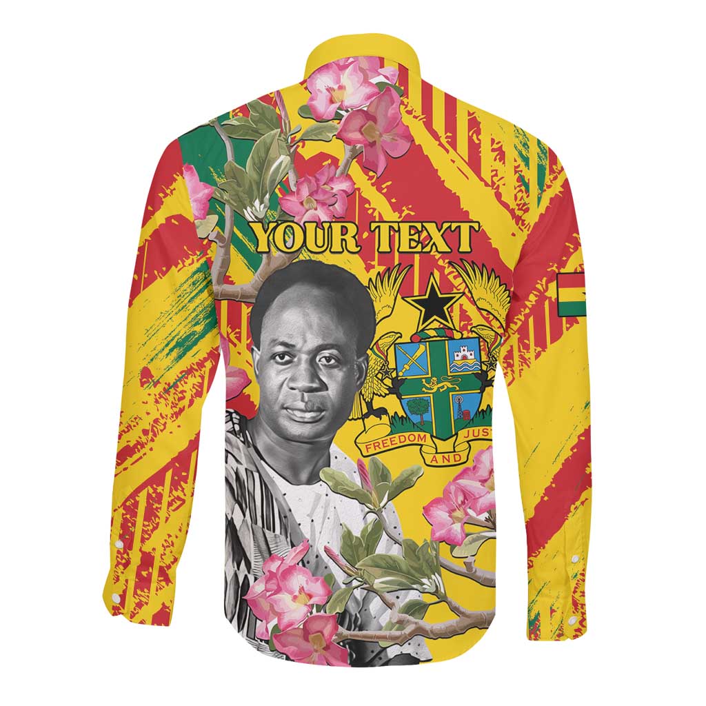 Personalized Ghana Kwame Nkrumah Memorial Day Long Sleeve Button Shirt Mausoleum Impala Lily - African Pride