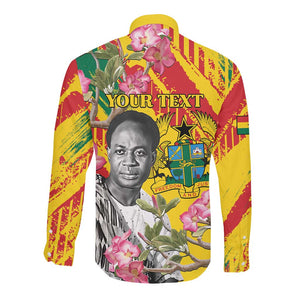 Personalized Ghana Kwame Nkrumah Memorial Day Long Sleeve Button Shirt Mausoleum Impala Lily - African Pride