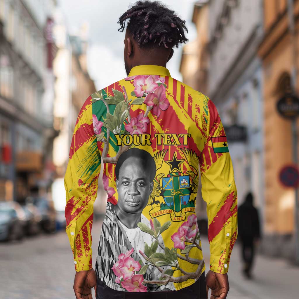 Personalized Ghana Kwame Nkrumah Memorial Day Long Sleeve Button Shirt Mausoleum Impala Lily - African Pride
