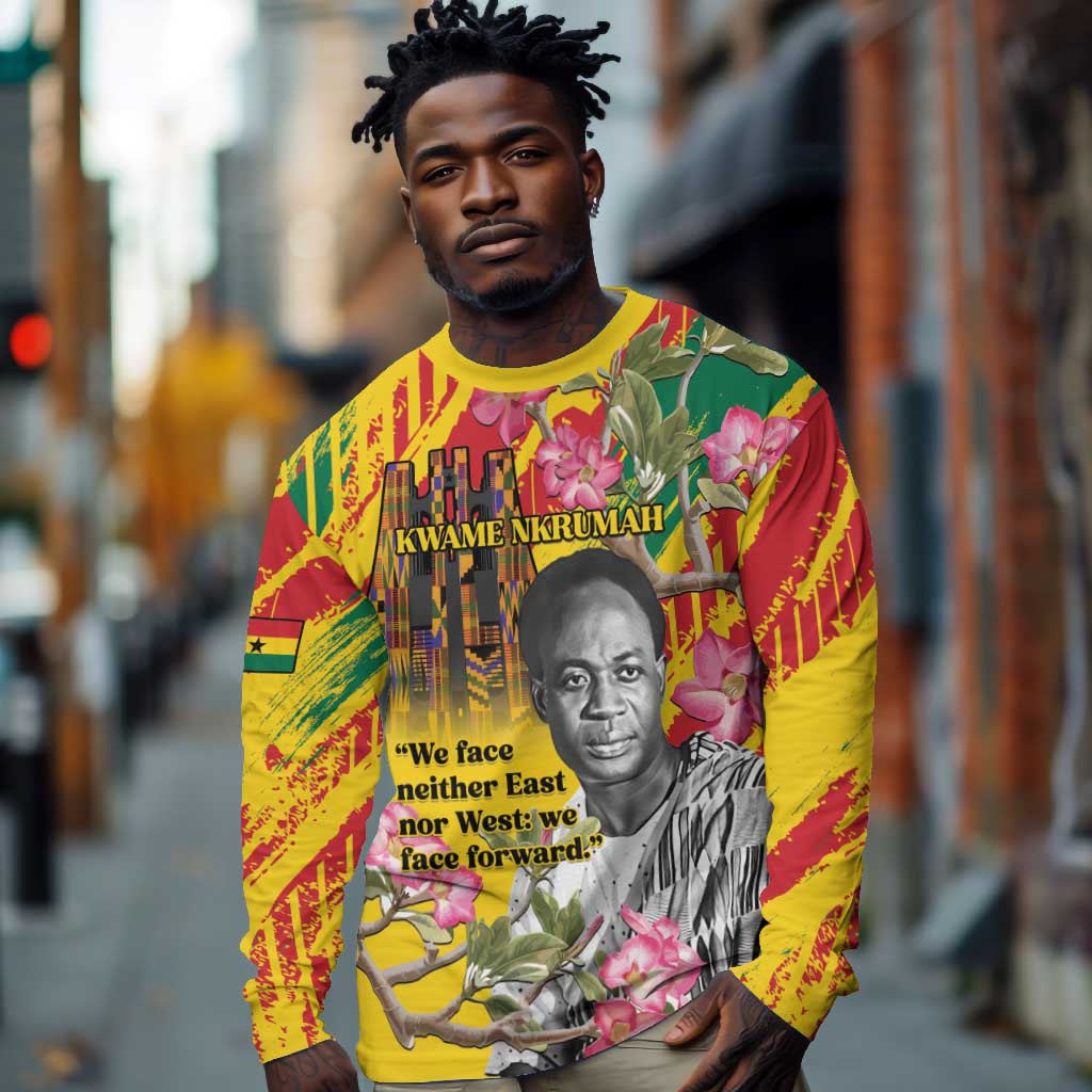 Personalized Ghana Kwame Nkrumah Memorial Day Long Sleeve Shirt Mausoleum Impala Lily - African Pride