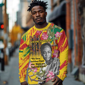 Personalized Ghana Kwame Nkrumah Memorial Day Long Sleeve Shirt Mausoleum Impala Lily - African Pride