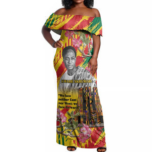 Personalized Ghana Kwame Nkrumah Memorial Day Off Shoulder Maxi Dress Mausoleum Impala Lily - African Pride