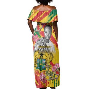 Personalized Ghana Kwame Nkrumah Memorial Day Off Shoulder Maxi Dress Mausoleum Impala Lily - African Pride