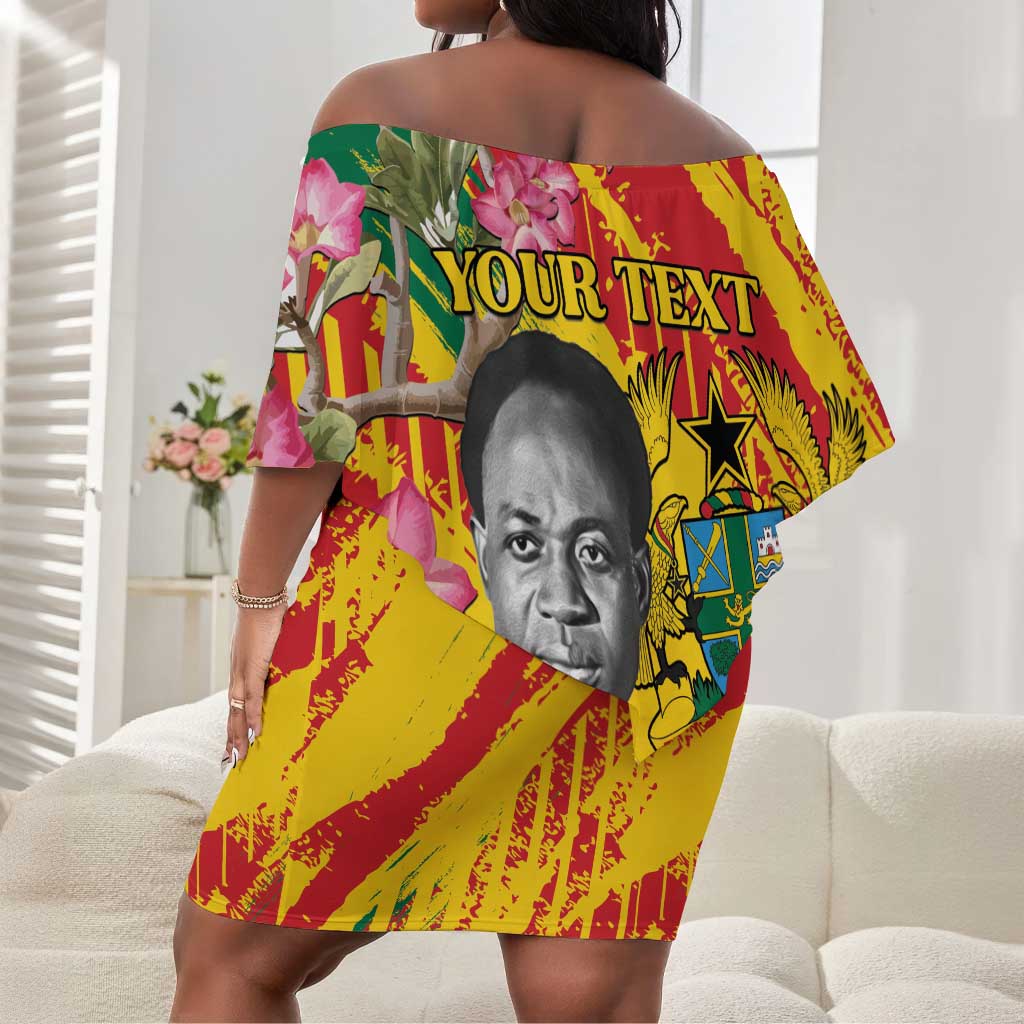 Personalized Ghana Kwame Nkrumah Memorial Day Off Shoulder Short Dress Mausoleum Impala Lily - African Pride