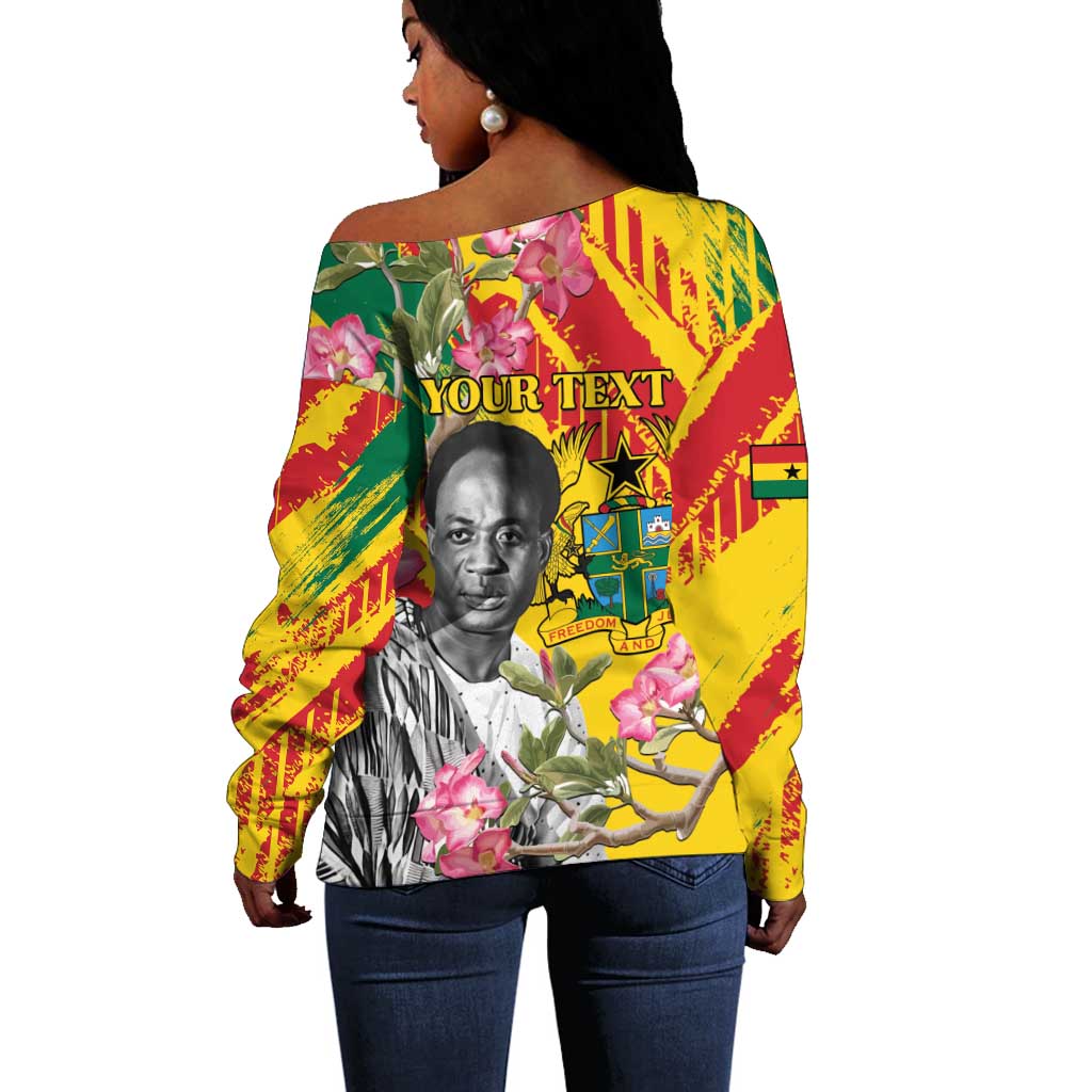 Personalized Ghana Kwame Nkrumah Memorial Day Off Shoulder Sweater Mausoleum Impala Lily - African Pride