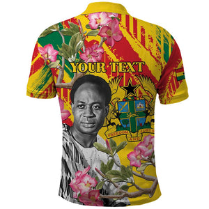 Personalized Ghana Kwame Nkrumah Memorial Day Polo Shirt Mausoleum Impala Lily - African Pride