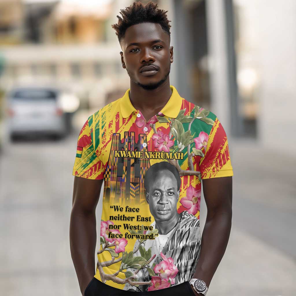 Personalized Ghana Kwame Nkrumah Memorial Day Polo Shirt Mausoleum Impala Lily - African Pride