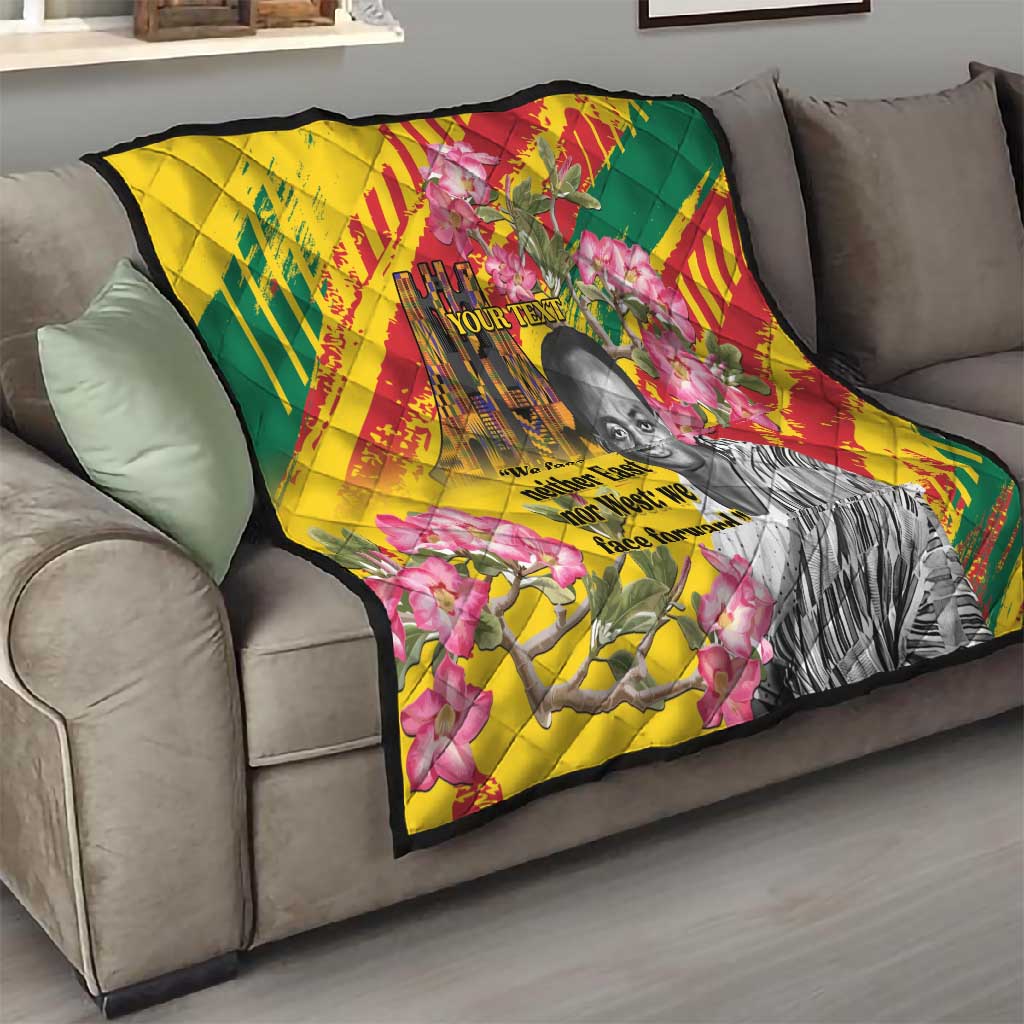 Personalized Ghana Kwame Nkrumah Memorial Day Quilt Mausoleum Impala Lily - African Pride