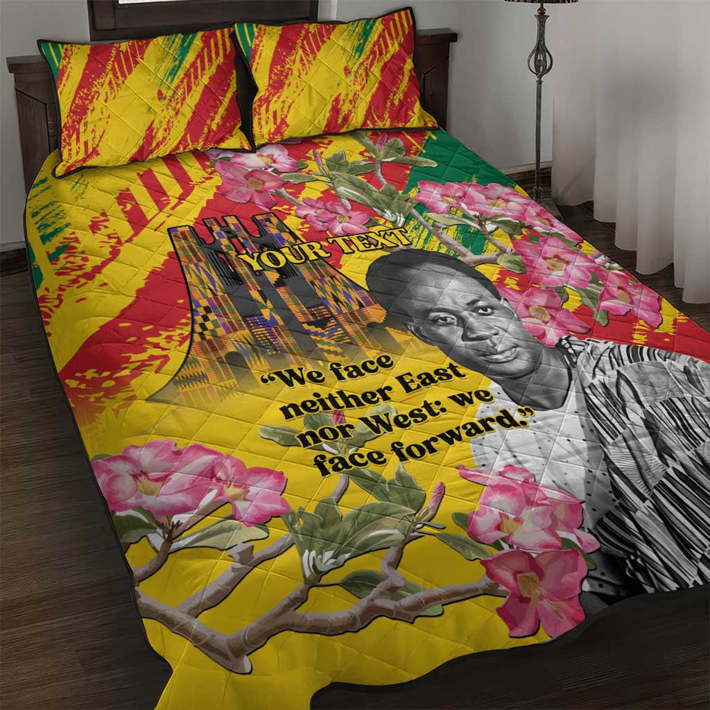 Personalized Ghana Kwame Nkrumah Memorial Day Quilt Bed Set Mausoleum Impala Lily - African Pride