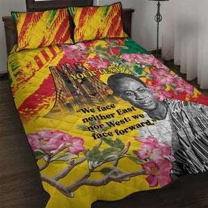 Personalized Ghana Kwame Nkrumah Memorial Day Quilt Bed Set Mausoleum Impala Lily - African Pride
