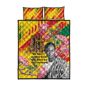 Personalized Ghana Kwame Nkrumah Memorial Day Quilt Bed Set Mausoleum Impala Lily - African Pride