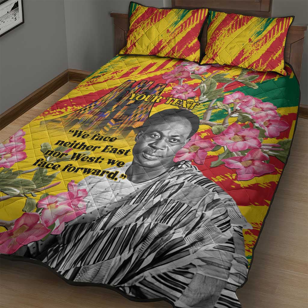 Personalized Ghana Kwame Nkrumah Memorial Day Quilt Bed Set Mausoleum Impala Lily - African Pride