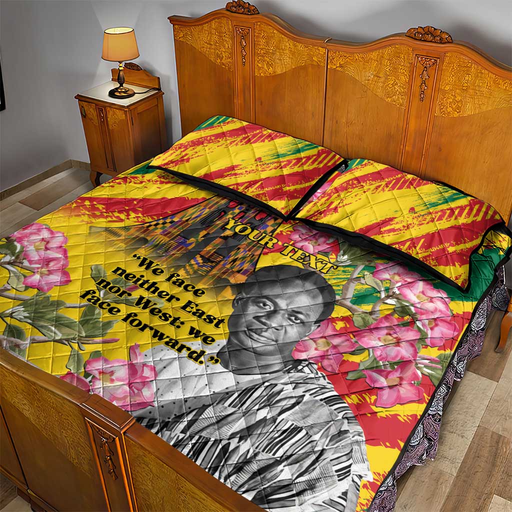 Personalized Ghana Kwame Nkrumah Memorial Day Quilt Bed Set Mausoleum Impala Lily - African Pride