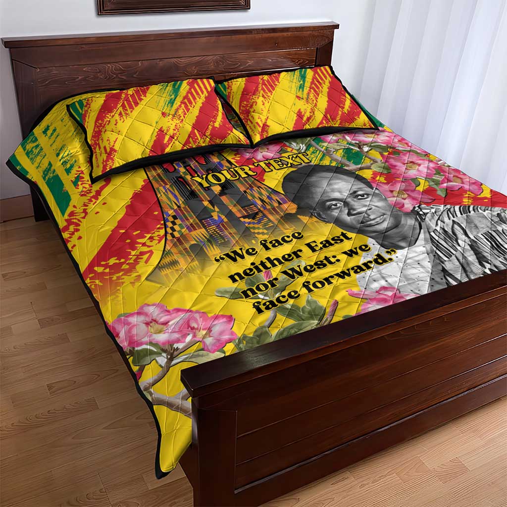 Personalized Ghana Kwame Nkrumah Memorial Day Quilt Bed Set Mausoleum Impala Lily - African Pride