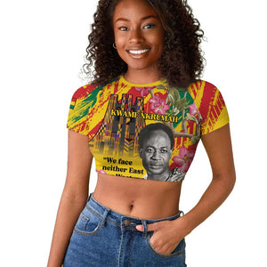 Personalized Ghana Kwame Nkrumah Memorial Day Raglan Cropped T shirt Mausoleum Impala Lily - African Pride