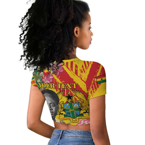 Personalized Ghana Kwame Nkrumah Memorial Day Raglan Cropped T shirt Mausoleum Impala Lily - African Pride