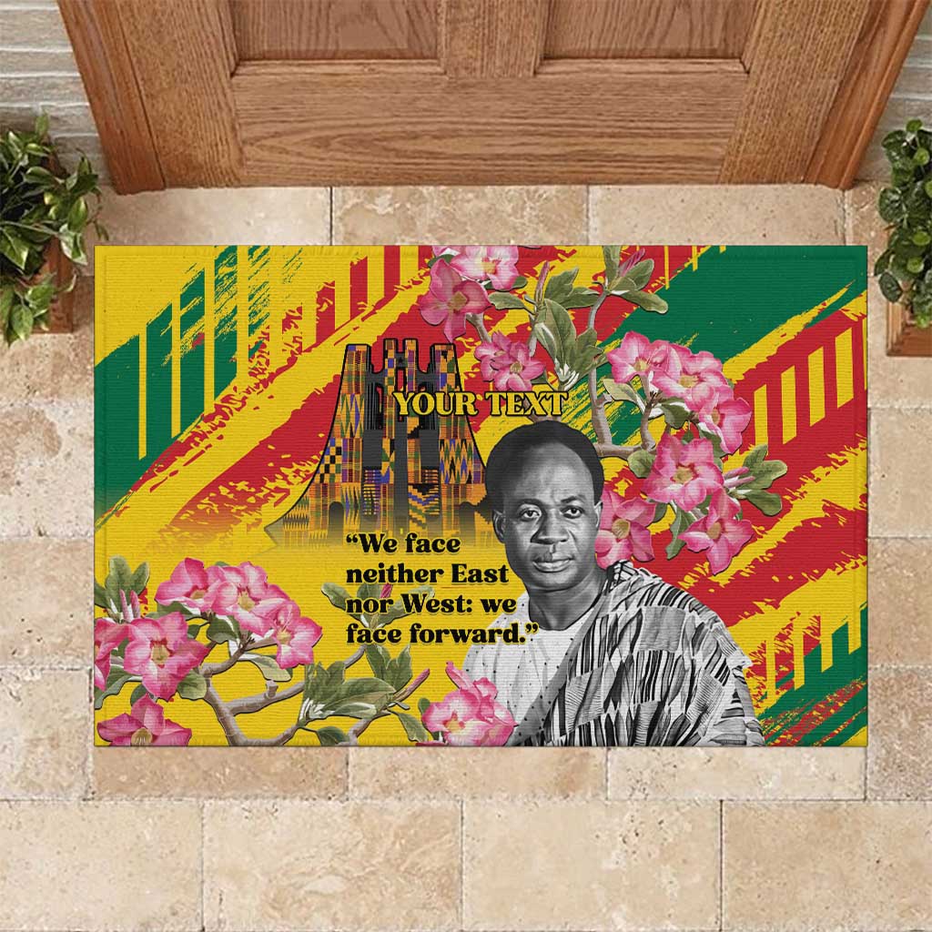 Personalized Ghana Kwame Nkrumah Memorial Day Rubber Doormat Mausoleum Impala Lily - African Pride