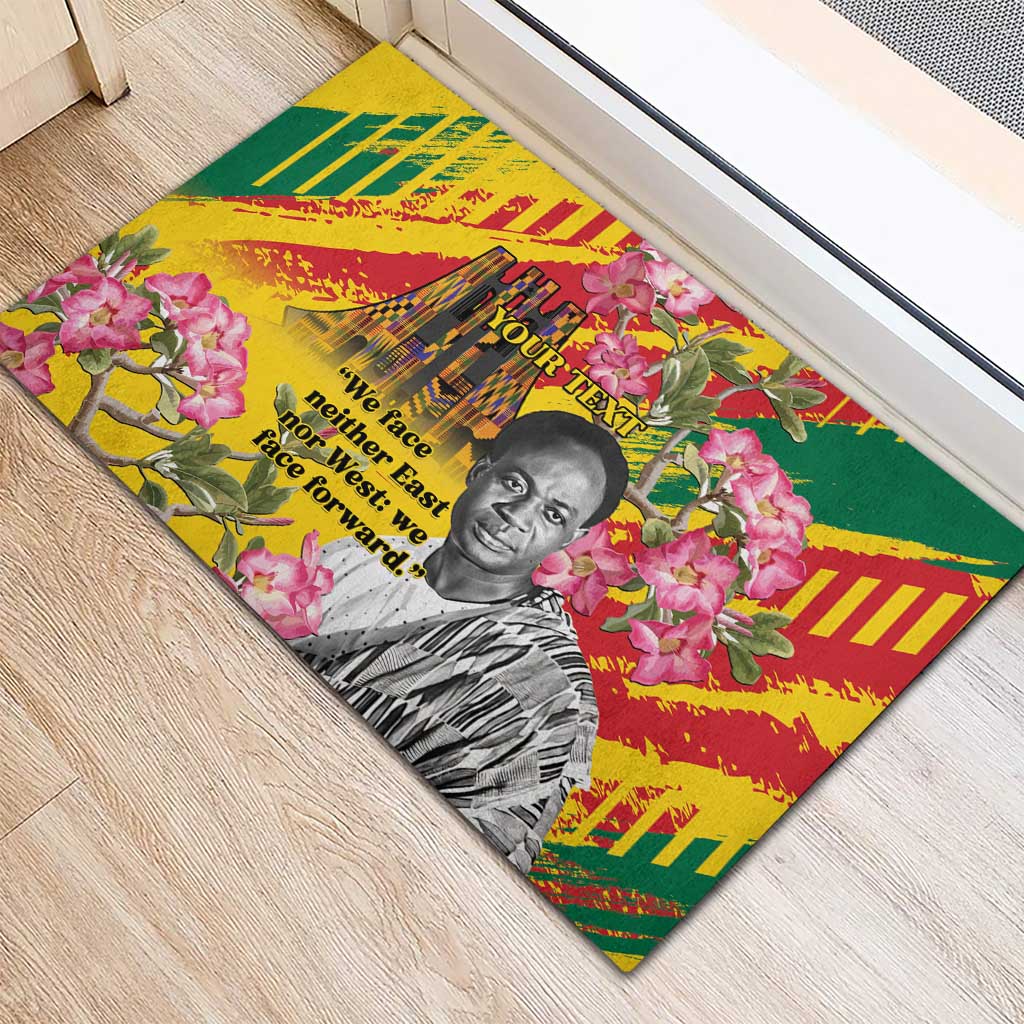 Personalized Ghana Kwame Nkrumah Memorial Day Rubber Doormat Mausoleum Impala Lily - African Pride