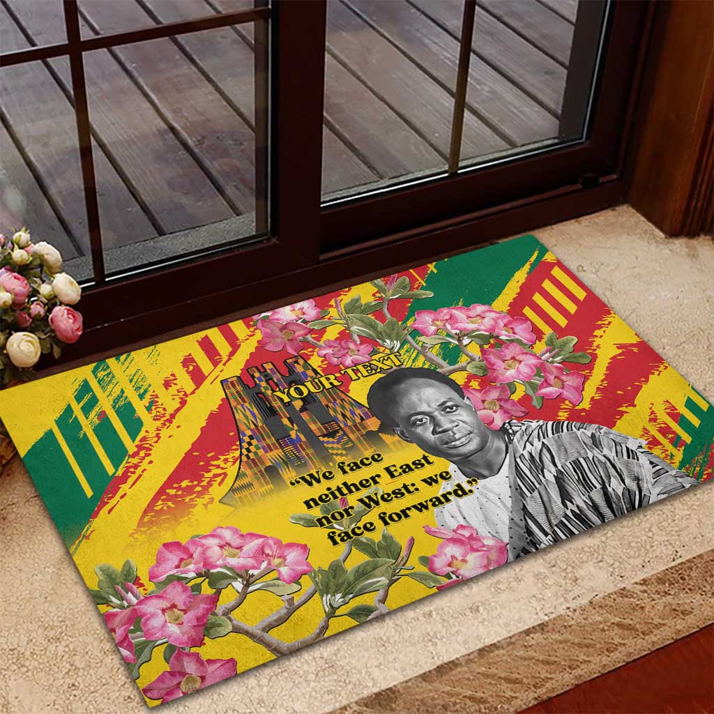 Personalized Ghana Kwame Nkrumah Memorial Day Rubber Doormat Mausoleum Impala Lily - African Pride