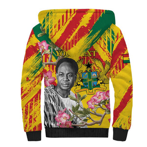 Personalized Ghana Kwame Nkrumah Memorial Day Sherpa Hoodie Mausoleum Impala Lily - African Pride