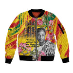 Personalized Ghana Kwame Nkrumah Memorial Day Sleeve Zip Bomber Jacket Mausoleum Impala Lily - African Pride