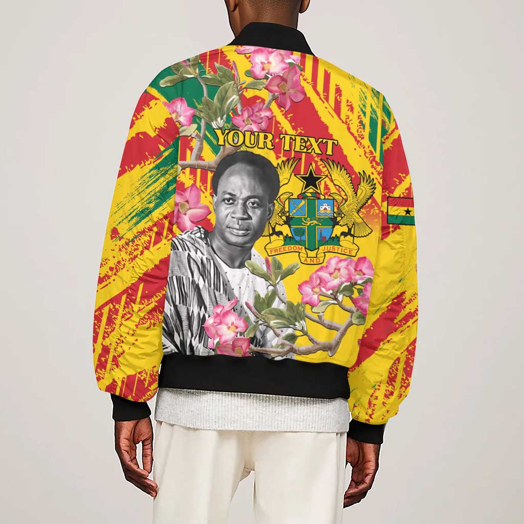 Personalized Ghana Kwame Nkrumah Memorial Day Sleeve Zip Bomber Jacket Mausoleum Impala Lily - African Pride