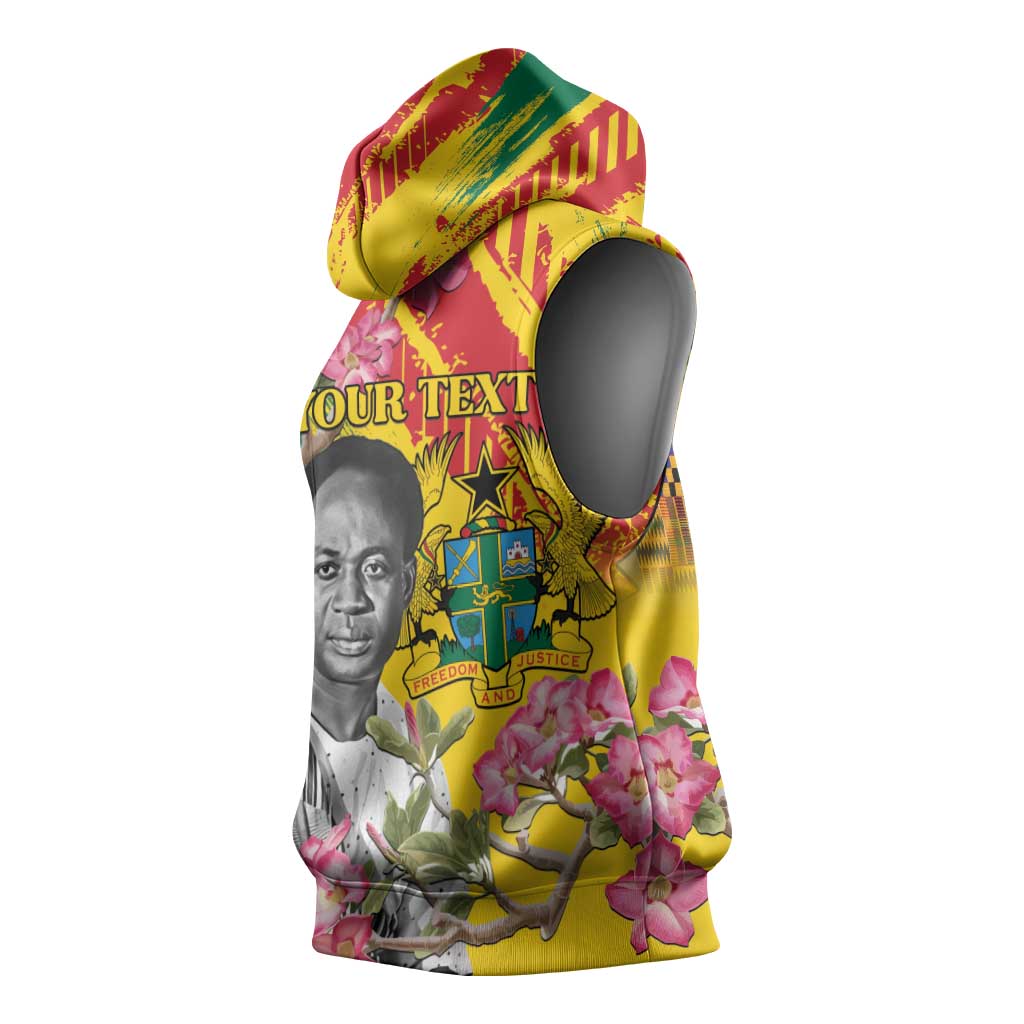 Personalized Ghana Kwame Nkrumah Memorial Day Sleeveless Hoodie Mausoleum Impala Lily - African Pride
