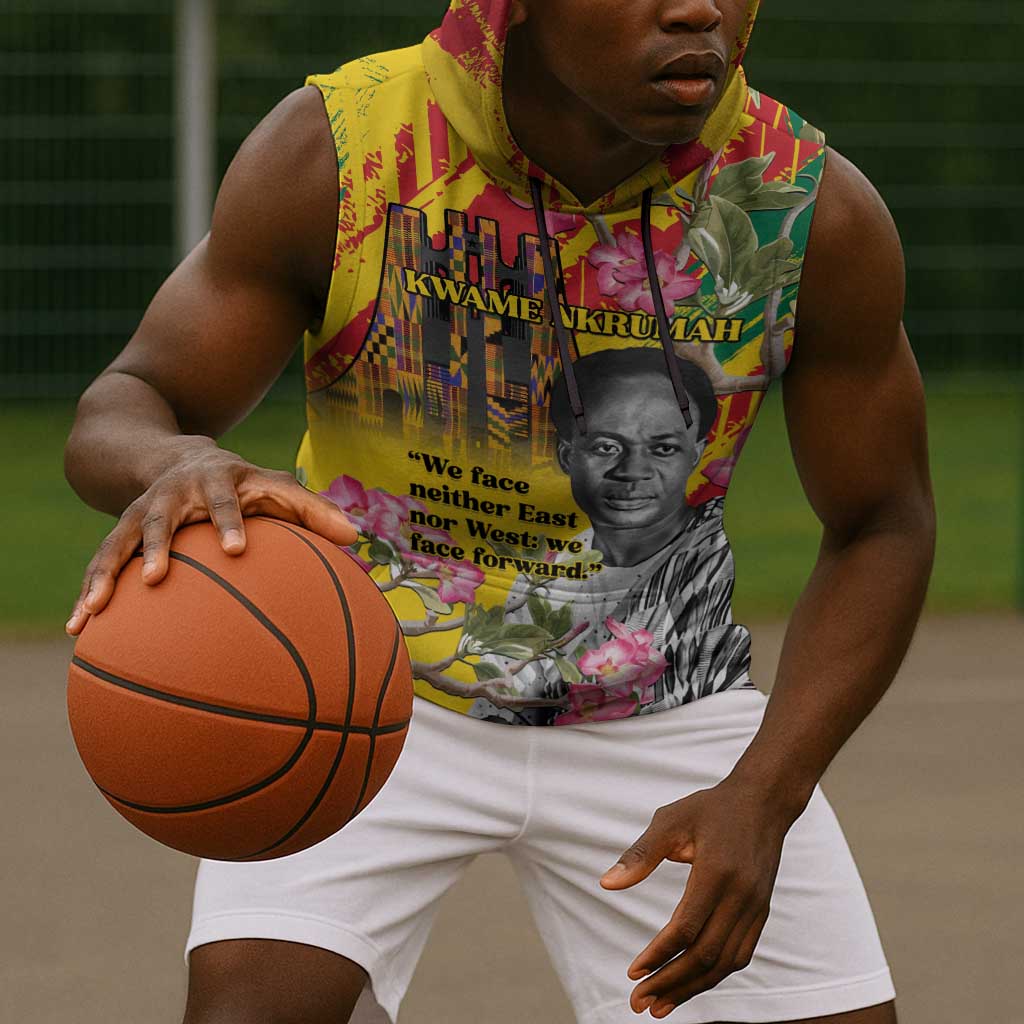 Personalized Ghana Kwame Nkrumah Memorial Day Sleeveless Hoodie Mausoleum Impala Lily - African Pride