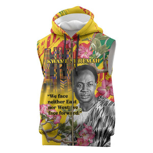 Personalized Ghana Kwame Nkrumah Memorial Day Sleeveless Zip Hoodie Mausoleum Impala Lily - African Pride