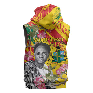 Personalized Ghana Kwame Nkrumah Memorial Day Sleeveless Zip Hoodie Mausoleum Impala Lily - African Pride