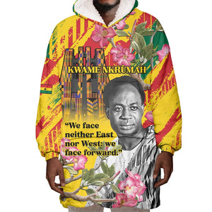 Personalized Ghana Kwame Nkrumah Memorial Day Wearable Blanket Hoodie Mausoleum Impala Lily - African Pride