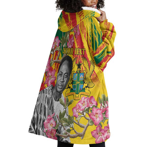 Personalized Ghana Kwame Nkrumah Memorial Day Wearable Blanket Hoodie Mausoleum Impala Lily - African Pride