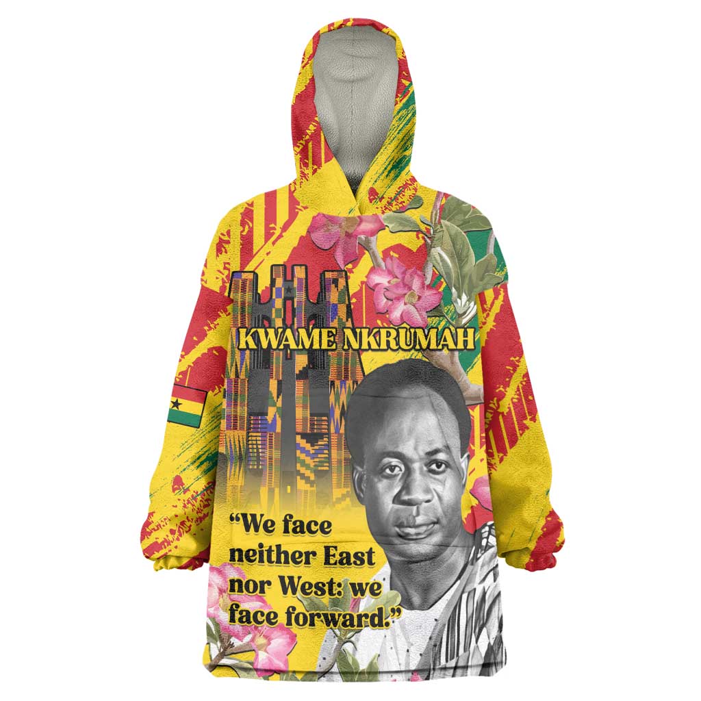 Personalized Ghana Kwame Nkrumah Memorial Day Wearable Blanket Hoodie Mausoleum Impala Lily - African Pride