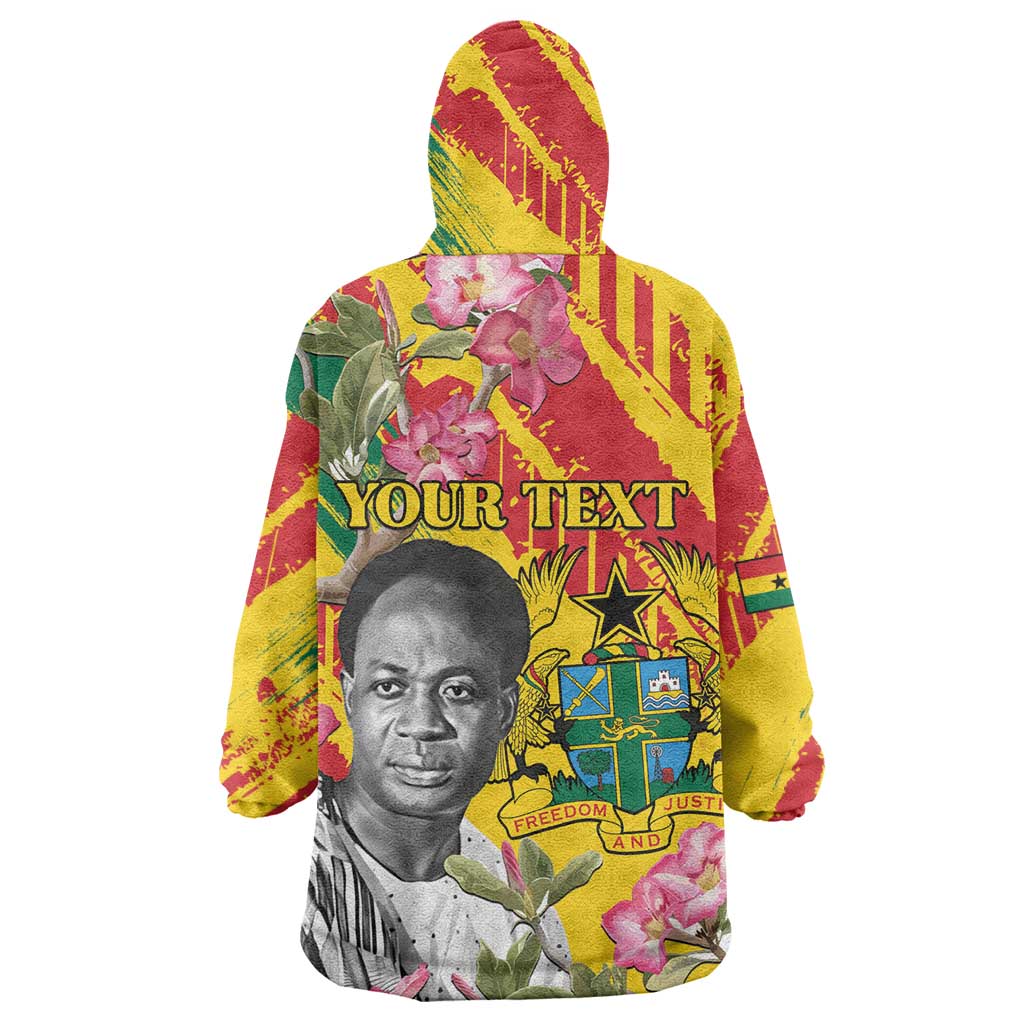 Personalized Ghana Kwame Nkrumah Memorial Day Wearable Blanket Hoodie Mausoleum Impala Lily - African Pride