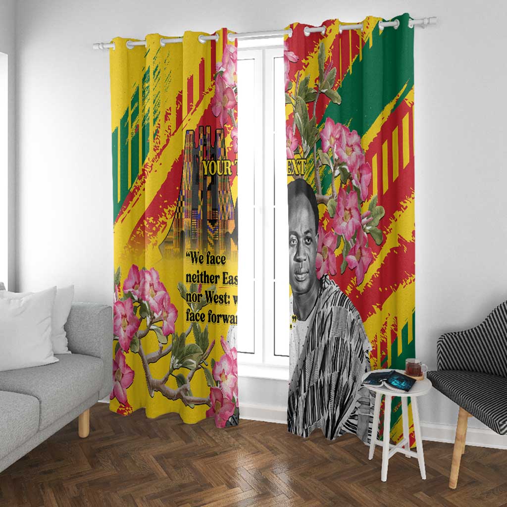 Personalized Ghana Kwame Nkrumah Memorial Day Window Curtain Mausoleum Impala Lily - African Pride