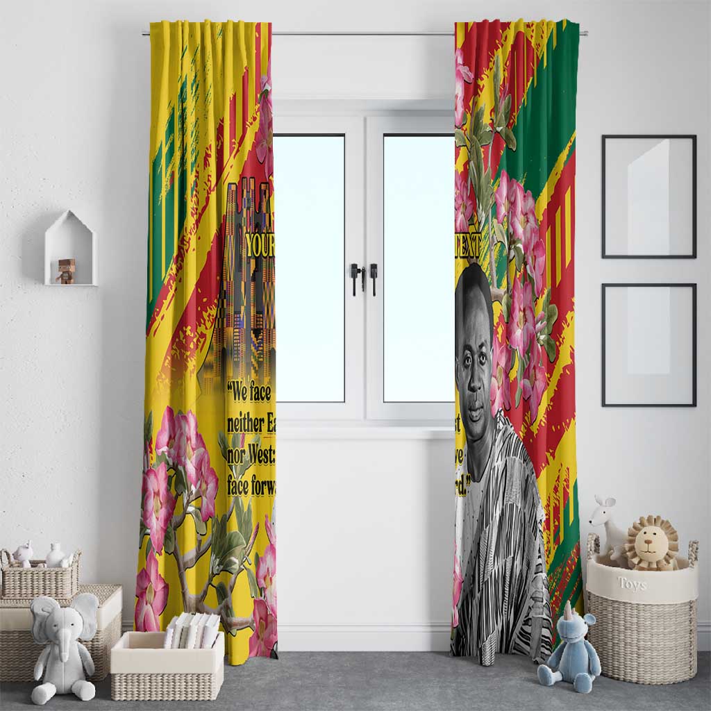 Personalized Ghana Kwame Nkrumah Memorial Day Window Curtain Mausoleum Impala Lily - African Pride