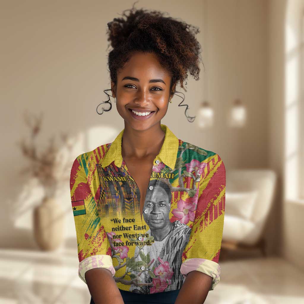 Personalized Ghana Kwame Nkrumah Memorial Day Women Casual Shirt Mausoleum Impala Lily - African Pride