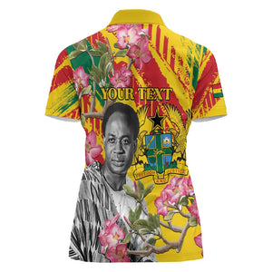 Personalized Ghana Kwame Nkrumah Memorial Day Women Polo Shirt Mausoleum Impala Lily - African Pride