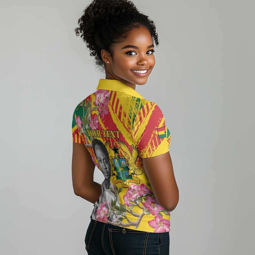 Personalized Ghana Kwame Nkrumah Memorial Day Women Polo Shirt Mausoleum Impala Lily - African Pride