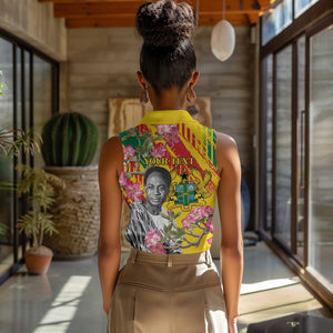 Personalized Ghana Kwame Nkrumah Memorial Day Women Sleeveless Polo Shirt Mausoleum Impala Lily - African Pride