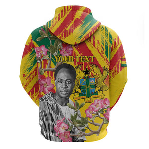 Personalized Ghana Kwame Nkrumah Memorial Day Zip Hoodie Mausoleum Impala Lily - African Pride