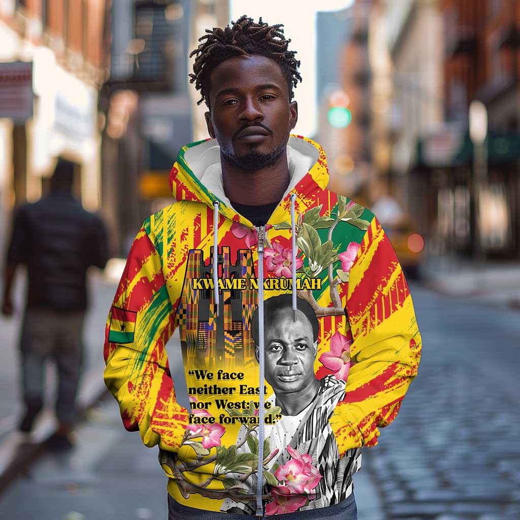 Personalized Ghana Kwame Nkrumah Memorial Day Zip Hoodie Mausoleum Impala Lily - African Pride
