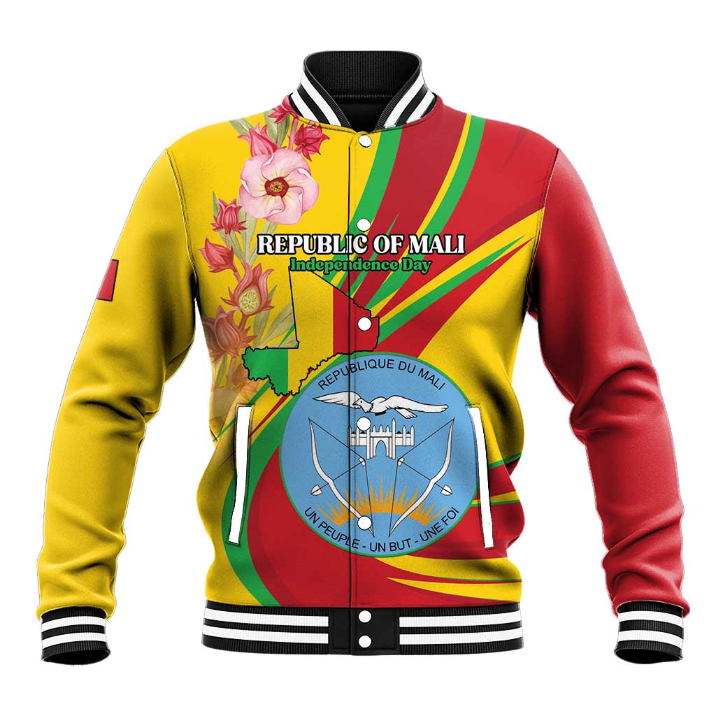 Personalized Afro Mali Baseball Jacket Happy 65th Anniversary Independence - African Pride