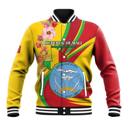 Personalized Afro Mali Baseball Jacket Happy 65th Anniversary Independence - African Pride