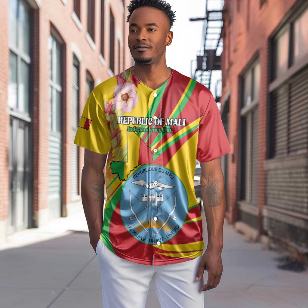 Personalized Afro Mali Baseball Jersey Happy 65th Anniversary Independence - African Pride