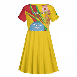 Personalized Afro Mali Kid Short Sleeve Dress Happy 65th Anniversary Independence - African Pride