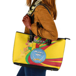 Afro Mali Leather Tote Bag Happy 65th Anniversary Independence - African Pride